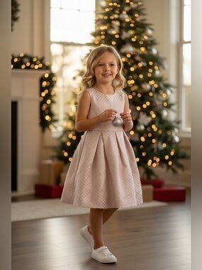 Children’s Place Ivory Gold Golden Holiday Christmas Dress Sleeveless Size 8